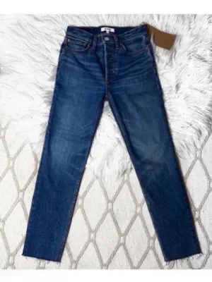 NWT Revolve x RE/DONE High Rise Button Front Ankle Crop Jeans thumbnail 7
