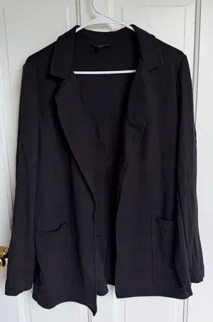 Athleta Eastbound Blazer Black Open Front Career Travel Jacket Size‎ 12 thumbnail 1