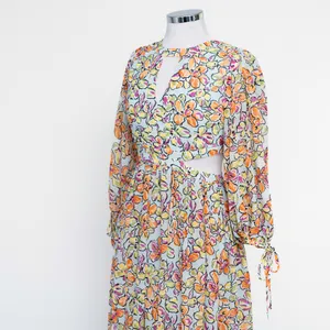 Maje - ‎ Orange Blue Hibiscus Cut Out Maxi Dress thumbnail 13