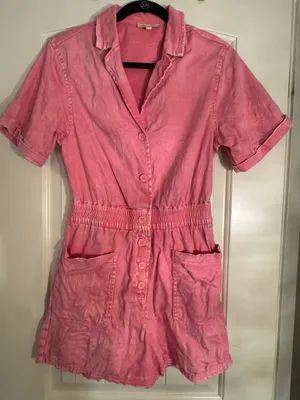 Skies Are Blue Pink Romper Denim thumbnail 2