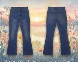 Fire & Rain Denim Womens High Rise Flare Leg Jeans Medium Wash Blue Size 7 Youth thumbnail 1
