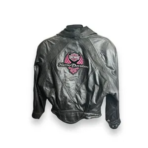 Wilsons Black Leather Motorcycle Jacket Vintage Biker Harley Davidson Size‎ XS thumbnail 2
