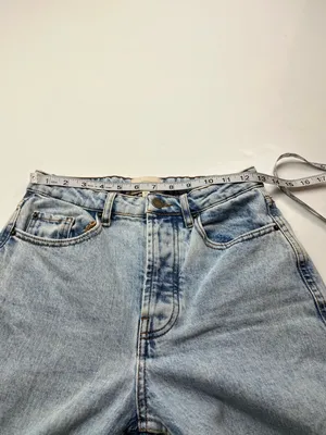 Sezane Denim Jean Womens‎ US 4 Mid-rise Tapered Straight Button Fly Bleach Blue thumbnail 6