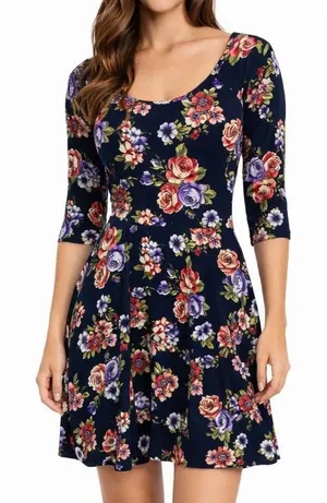L.A. Hearts Floral‎ Skater Dress XS Cutout Back thumbnail 1
