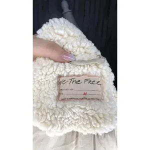 We The Free Teddy Swing Jacket‎ Ivory Size M Cropped Button Front Cozy Casual thumbnail 6