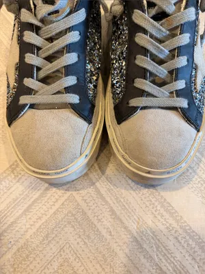 Golden Goose Deluxe Brand Hi Star Sneakers Size 35 Silver Glitter Gray Suede B thumbnail 5