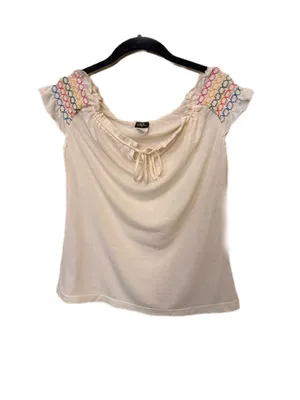 Y2K Vintage Off Shoulders Bohemian Mexican Embroidered Blouse thumbnail 2