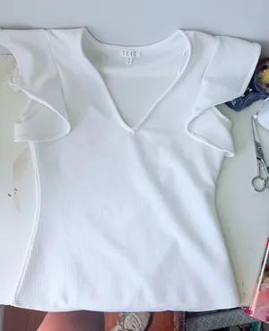 TCEC White Bodysuit Ruffle Sleeve thumbnail 1
