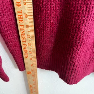 Aerie CozyUp Waffle Button Sweater‎ Oversized Cozy Burgundy Size XXS thumbnail 8