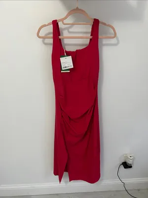 Halara Softlyzero Airy Ruched Bodycon Midi Dress Red thumbnail 5