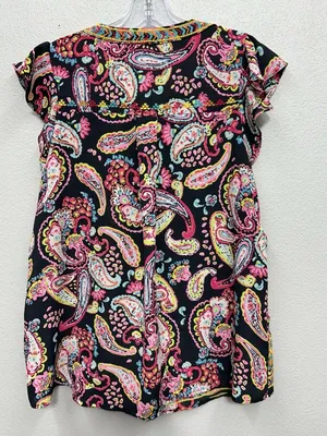 Emily Wonder Women's Blouse Size Medium Paisley Floral Embroidered Peasant Boho thumbnail 2