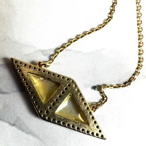 Anthropologie mother-of-pearl and rhinestone geometric necklace by Perry thumbnail 4