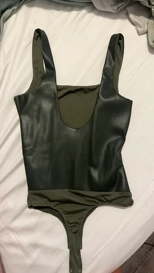 Dark green pleather bodysuit Size XS thumbnail 1