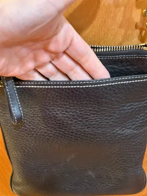 Coach Vintage Black Pebbled Leather & Signature Monogram Canvas Stripe Swingpack Crossbody Bag M0693-10796 thumbnail 9