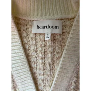 Heartloom Bouclé Sweater Vest Cream Ivory Pearl Button Front Pockets S thumbnail 4