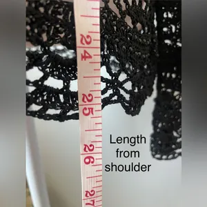 Laura Ashley Black Linen-Blend Crochet Knit Mesh Top thumbnail 6