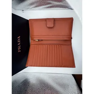 Prada Saffiano Leather Continental Flap Wallet - Orange thumbnail 6