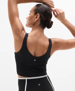 Athleta Transcend V Neck Rib Crop Sports Bra thumbnail 2