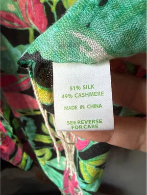 Lilly Pulitzer Floral Silk Cashmere Shawl Wrap with Fringe thumbnail 4