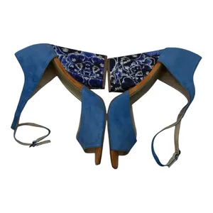 June Ambrose blue floral double tie heels size 8 thumbnail 5