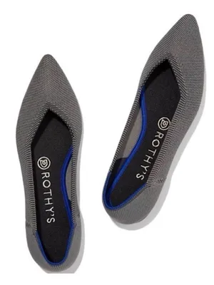 Rothy's The Point Cloud Grey Birdseye Pointed Toe Flat Size W8.5 thumbnail 1