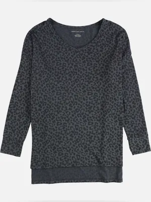 American Eagle Grey Leopard Fleece Pullover thumbnail 1