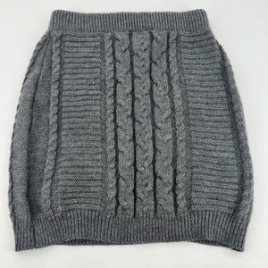 Lulu's gray cable knit chunky winter skirt ribbed pull on stretch neutral medium thumbnail 7