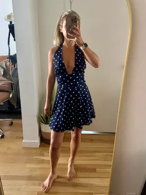 Milumia Navy Polka Dot Halter Dress thumbnail 5