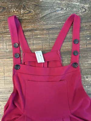 Halara Waffle Knit‎ Overall Joggers Anemone Raspberry Pink Small EUC thumbnail 5