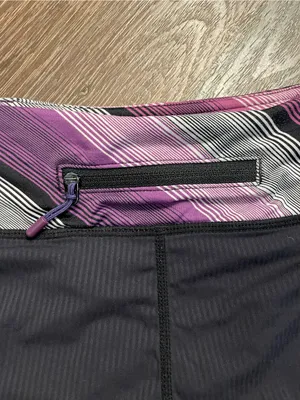 lululemon athletica Black Shorts with Pink & Purple Striped Waistband Size 6 thumbnail 4