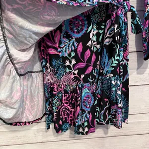 NWOT Lilly Pulitzer Multicolor Floral Wrap Romper - Pink, Blue, Teal! Size Large thumbnail 8