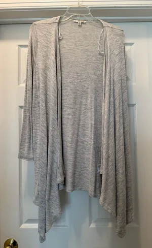 American Eagle Light Gray Women's Open Front Draped Cardigan thumbnail 1