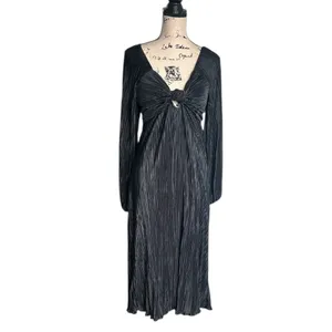 ARULA Cut Out Long Sleeve Black Midi Dress Size XL NWT thumbnail 3