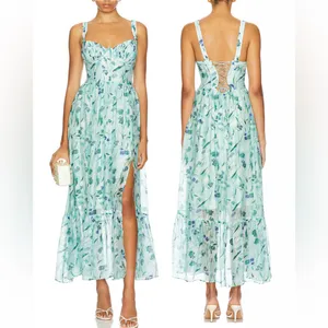 ASTR The Label Kelby Maxi Dress in Green Blue Floral - Small thumbnail 2