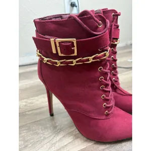 Shoedazzle Red Boots Women's Size 8 Preppy Clubwear Stiletto Heel Clubbing Shoe thumbnail 3