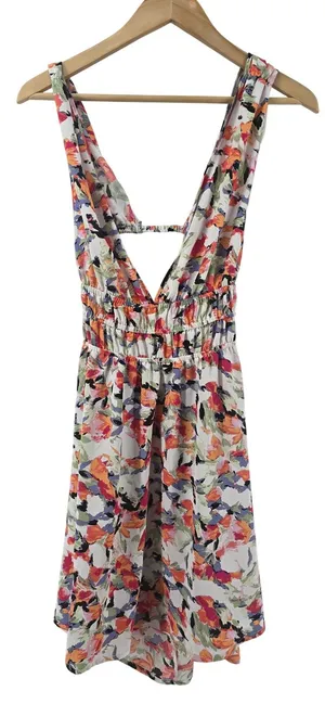 Vero Moda Mini Dress Womens M White‎ Multi Bonni Catch Floral Open Back 10285469 thumbnail 1