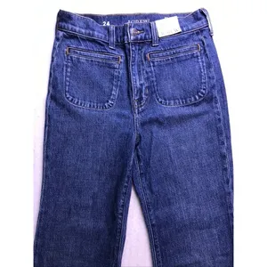 J.Crew 96 Flare Jeans Womens 24 Blue New High Rise Patch Pocket RE-96-IDG‎ thumbnail 3
