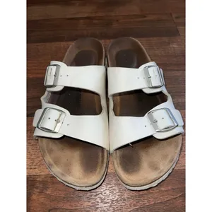 Cushionare White Double-Buckle Cork Footbed Slides thumbnail 6