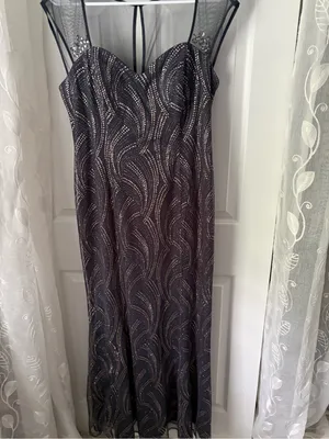SLNY Y2K Glitter sparkling Maxi Dress Sz 12 Prom Party evening stretch Mermaid thumbnail 11