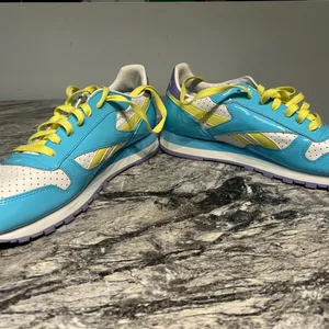 Reebok Classic BlueWhite and Yellow Athletic Shoes with Perforated Design thumbnail 4