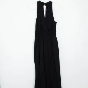 Anthropologie‎ Womens Black Bionda Plisse Jumpsuit Size S Smocked Waist Event thumbnail 3