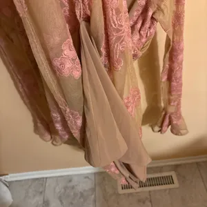 For Love & Lemons pink & nude floral lace mini dress thumbnail 6