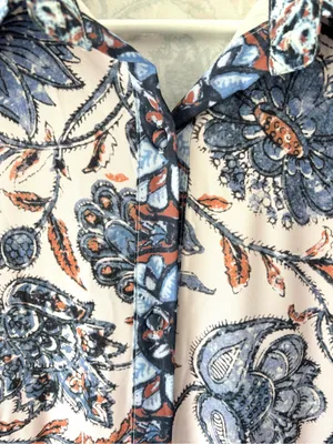 Dalia MacPhee Floral Maxi Dress Short Flutter Sleeve Button Front Pink Blue thumbnail 5
