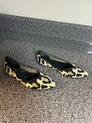 MIA Leopard Knit Pointed Toe Flats - Black & Tan thumbnail 3