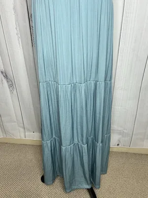 Soma WKND Tiered Satin Maxi Bra Dress Sz L Adjustable Straps Mineral Green thumbnail 3