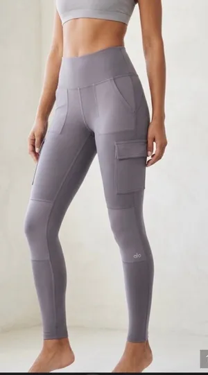 NEW Alo Yoga Moto Cargo Leggings - Dust Lavender/Slate Grey - Sz S (NWOT) thumbnail 1