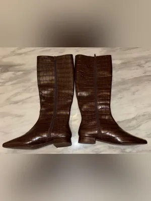Gianni Bini Brown Crocodile Embossed Tall Knee High Boots Size 7.5M NWOB thumbnail 2
