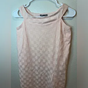 Urban Outfitters NWT‎ Light Pink Sleeveless Checkered High Neck Dress Size S thumbnail 3