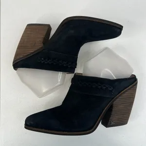 Sam‎ Edelman Size 10 Alison Western Mule in Black Suede Evereve Stacked Heel thumbnail 4