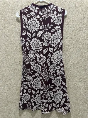 Flawed Theory 100% silk floral dress‎ lightweight dress v neck button sleeveless thumbnail 2